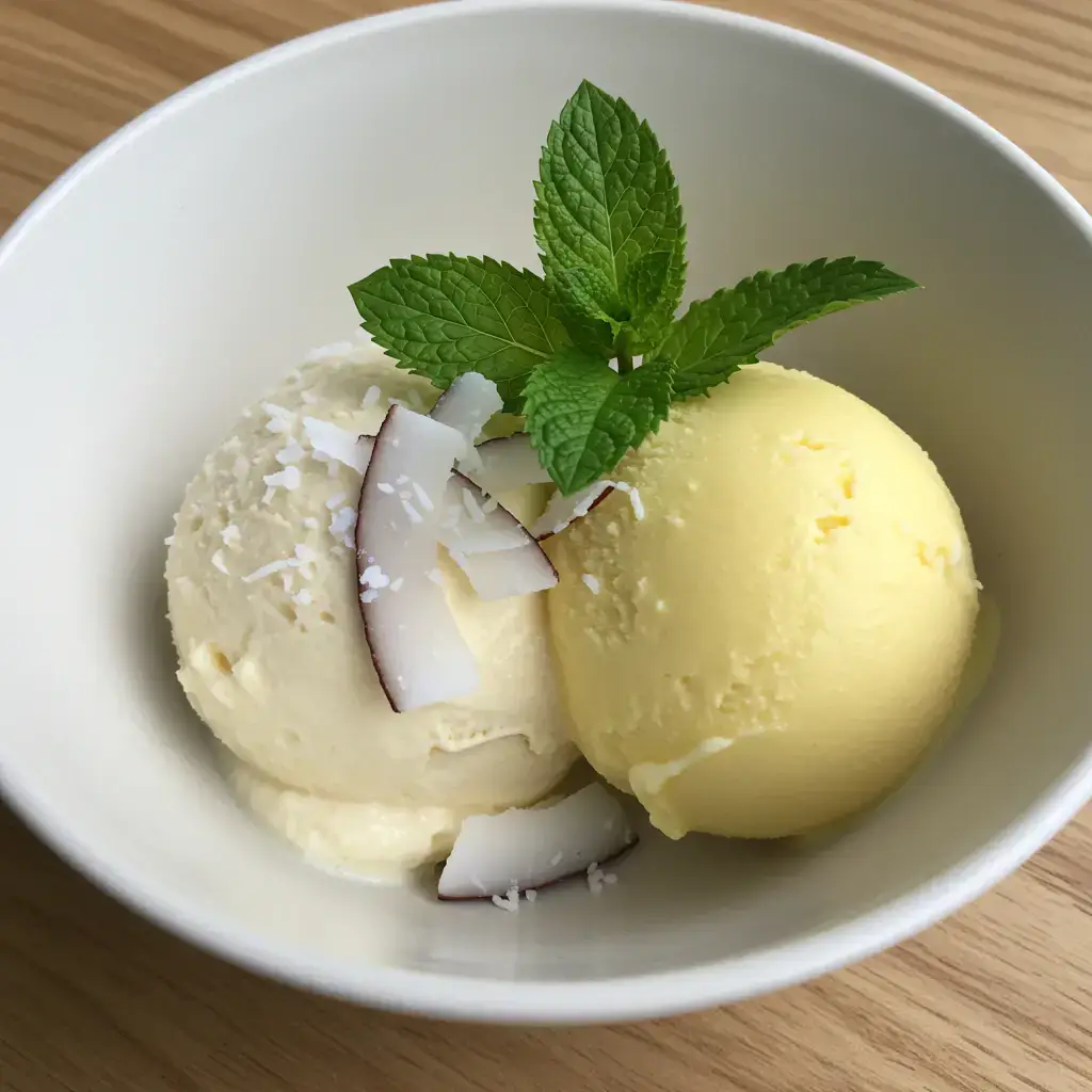 Sorvete cremoso de coco